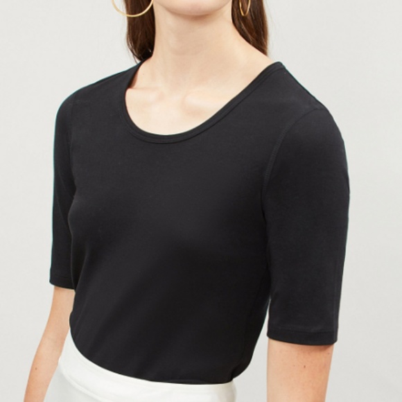 Theory Junia Black Pima Cotton Shirt - Picture 1 of 7